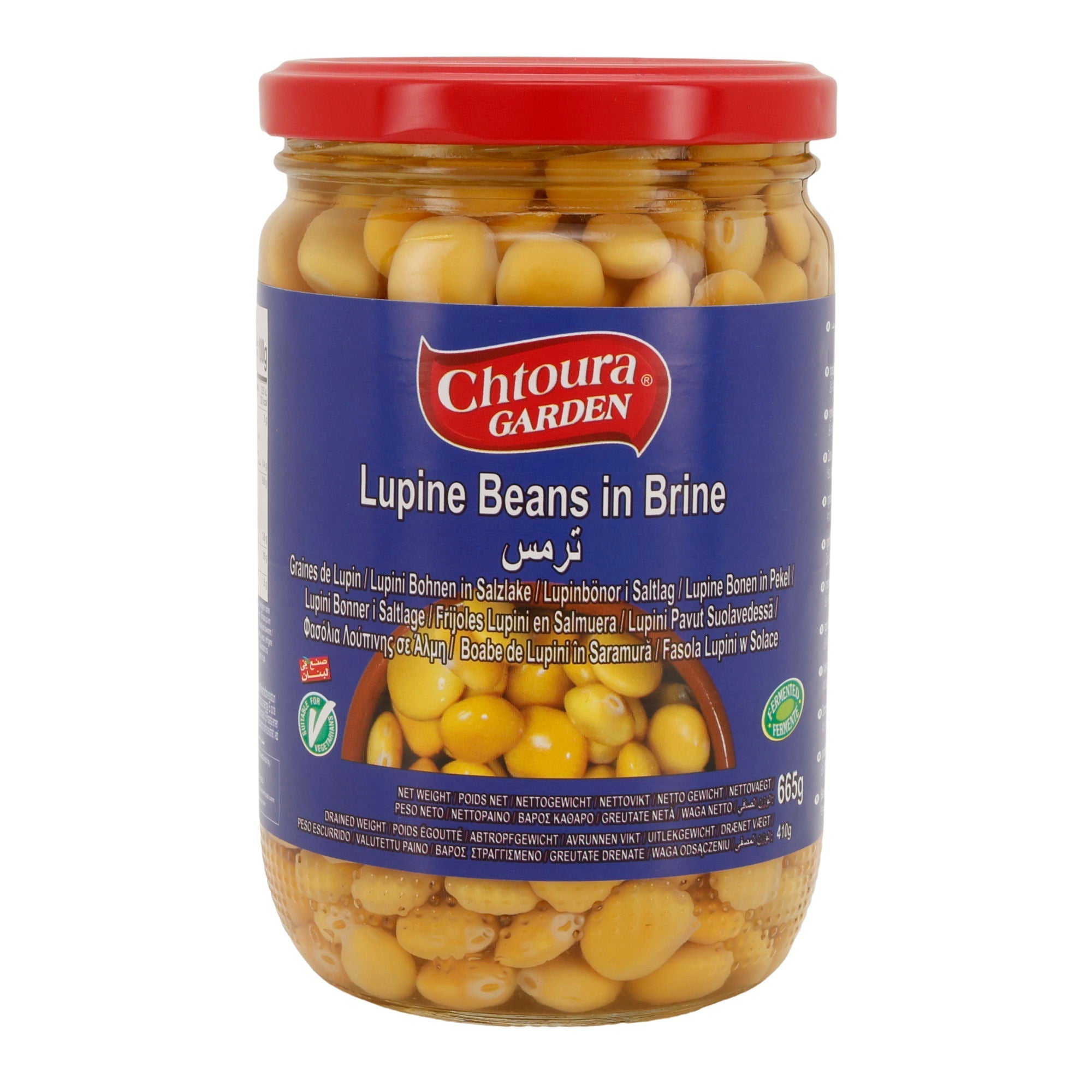 Chtaura Garden | Lupinenbohnen in Salzlake | verzehrfertig & fermentiert | 665 g (Abtropfgewicht: 410 g) CHTOURA